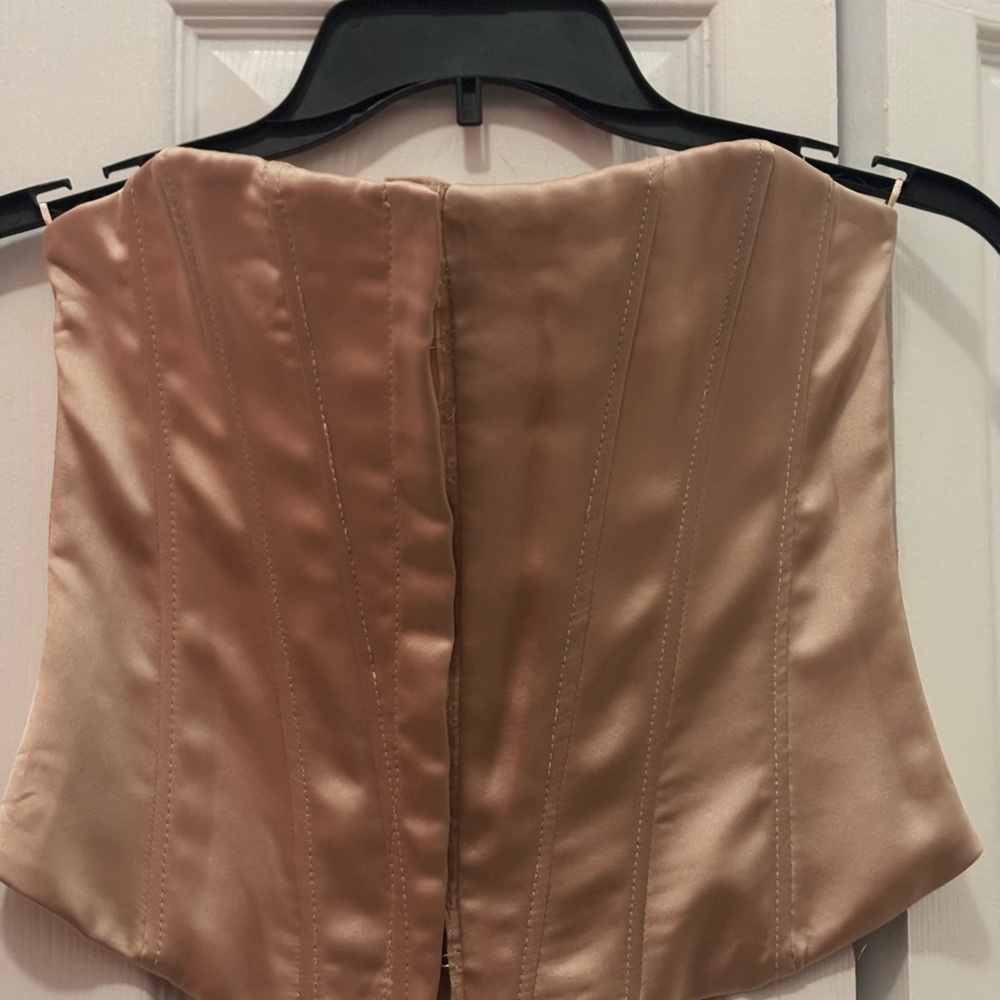 Zara Satin Corset Top in Nude
